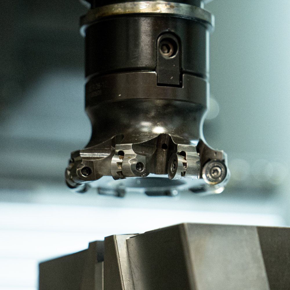 Close up of CNC precision engineering machine